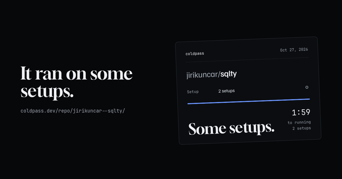 Share card: jirikuncar/sqlty some setups