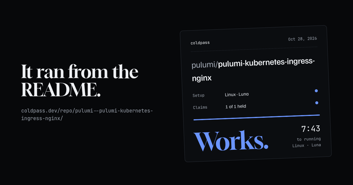 Share card: pulumi/pulumi-kubernetes-ingress-nginx works